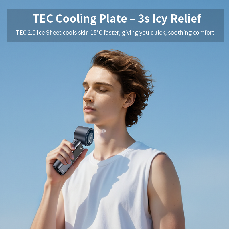 Tiankeplus TF50 TEC Cooling Portable Fan (9000mAh, Handheld/Desktop/Neck Fan, Built-in USB Power Bank & Flashlight)