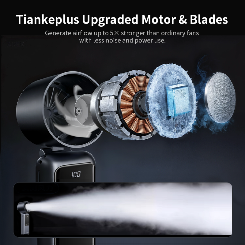Tiankeplus TF50 TEC Cooling Portable Fan (9000mAh, Handheld/Desktop/Neck Fan, Built-in USB Power Bank & Flashlight)