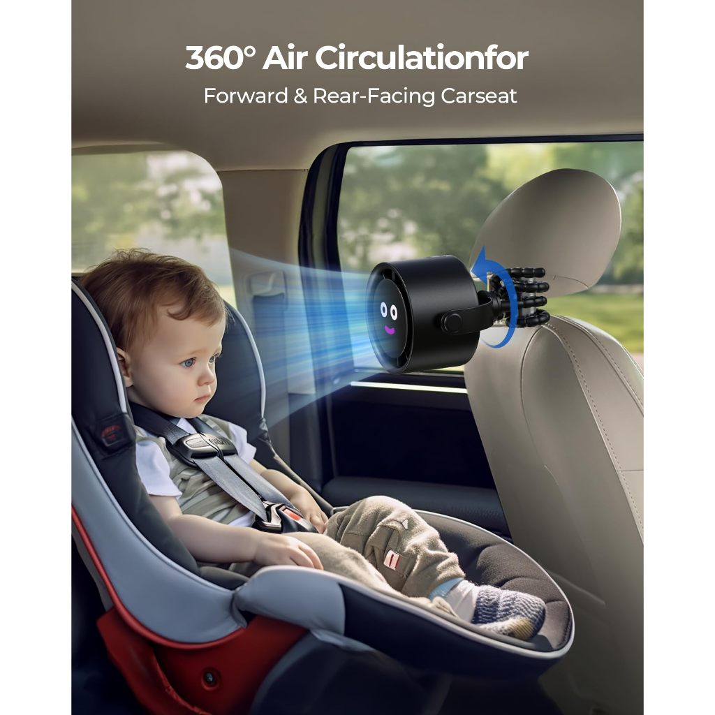 Tiankeplus Baby Stroller & Crib Fan (Quiet Turbo Airflow, Flexible Silicone Tripod, Long-Lasting Battery)