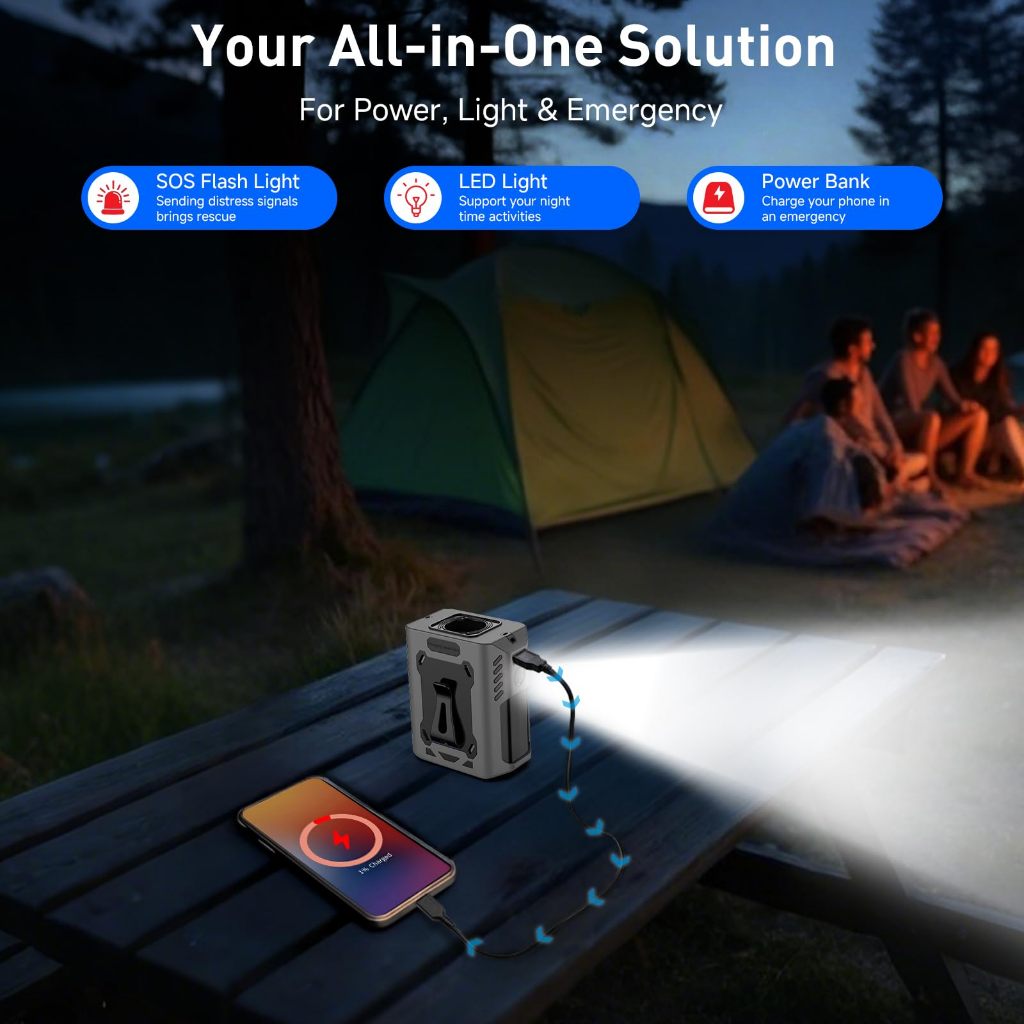 Tiankeplus 8000mAh Outdoor Waist Fan (High-Speed Turbo Cooling, Built-in Flashlight)