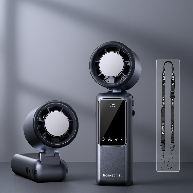 Tiankeplus TF50 TEC Cooling Portable Fan (9000mAh, Handheld/Desktop/Neck Fan, Built-in USB Power Bank & Flashlight)