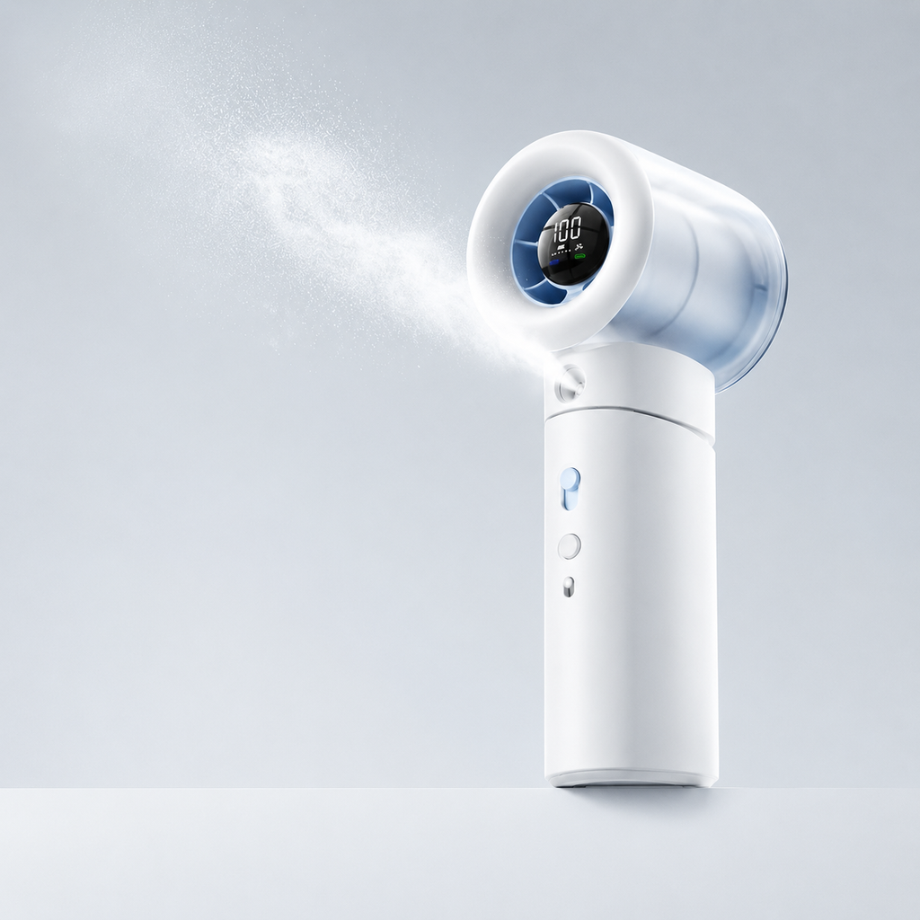Tiankeplus Jet 20 Pro High-Speed Mist Cooling Fan (Turbo Airflow + Cool Mist, 30° Adjustable, Handheld/Desktop Use)