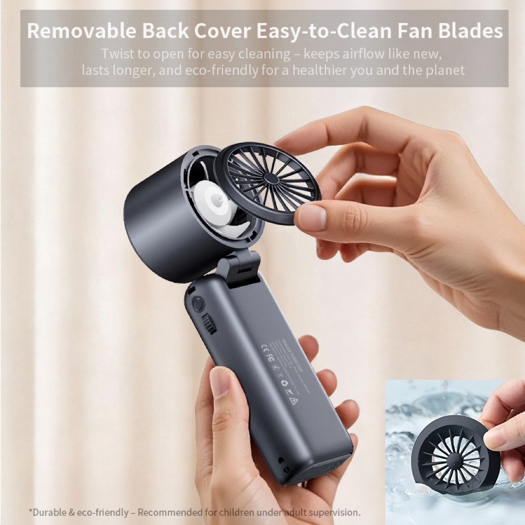 Tiankeplus TF50 TEC Cooling Portable Fan (9000mAh, Handheld/Desktop/Neck Fan, Built-in USB Power Bank & Flashlight)