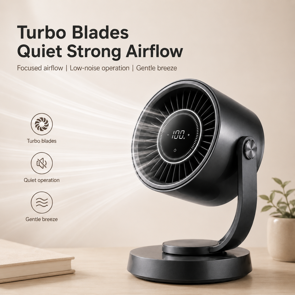 Tiankeplus Floating Desktop Turbo Fan (90° Auto Oscillation, 270° Adjustable Angle, Quiet Comfort Air Circulation)