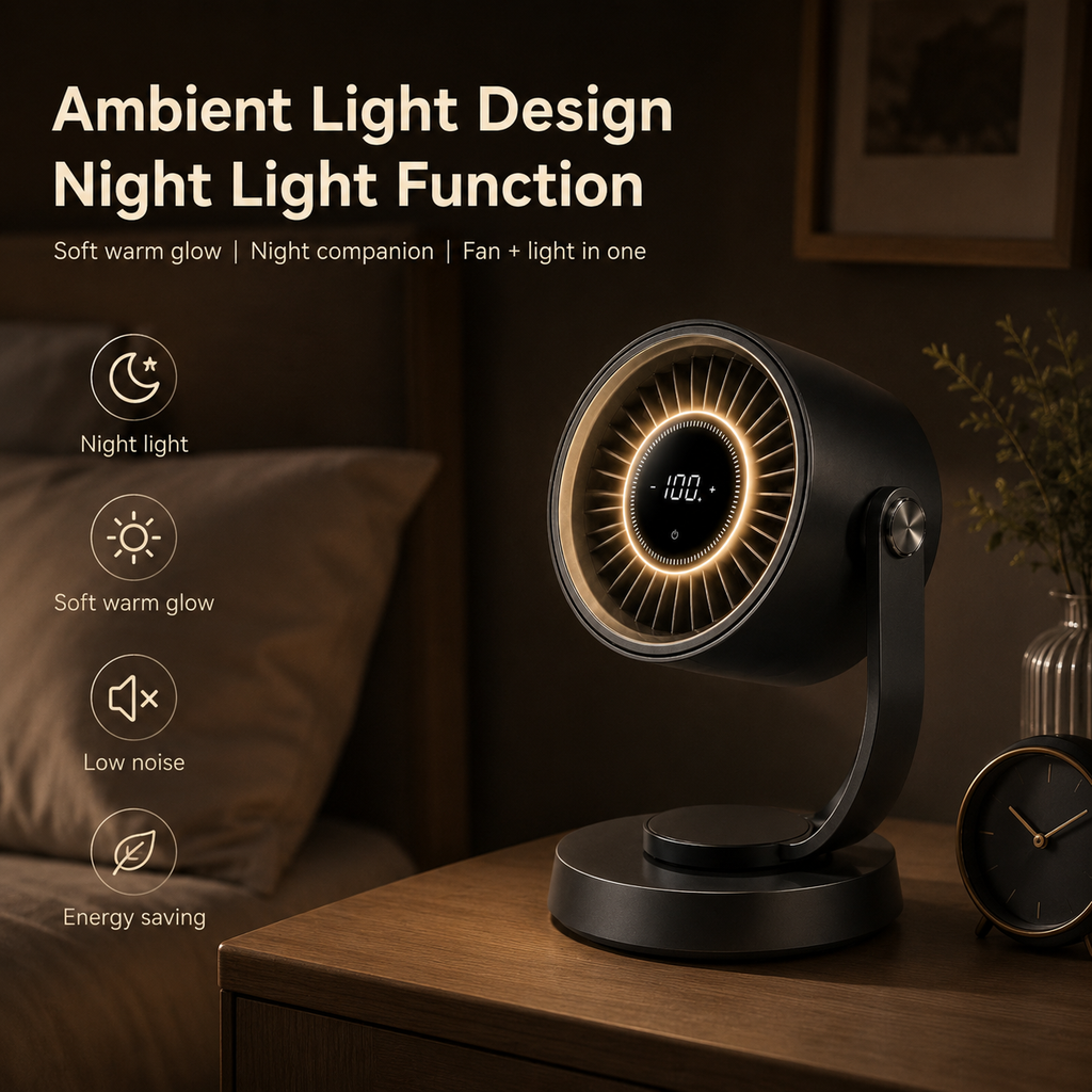 Tiankeplus Floating Desktop Turbo Fan (90° Auto Oscillation, 270° Adjustable Angle, Quiet Comfort Air Circulation)