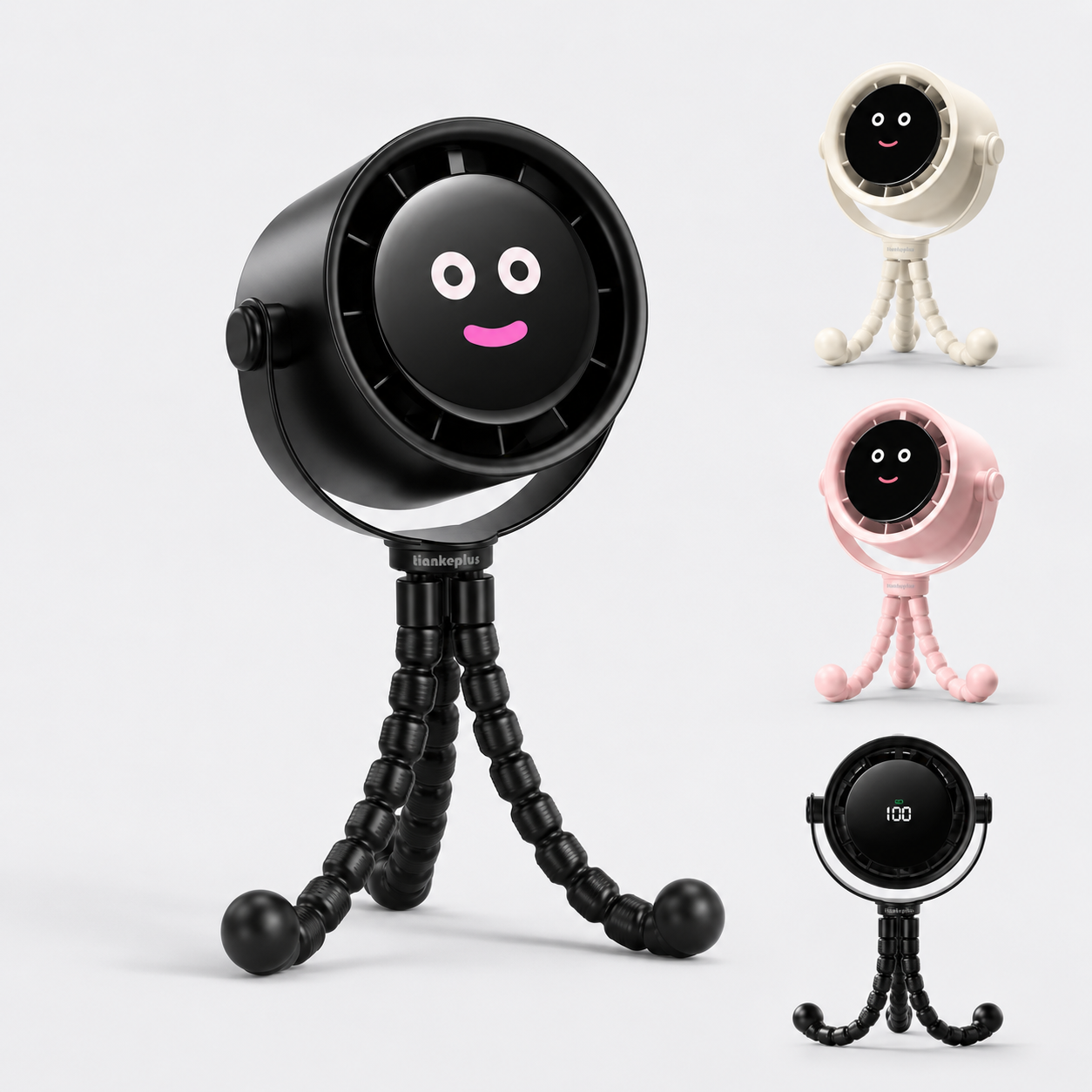 Tiankeplus Baby Stroller & Crib Fan (Quiet Turbo Airflow, Flexible Silicone Tripod, Long-Lasting Battery)