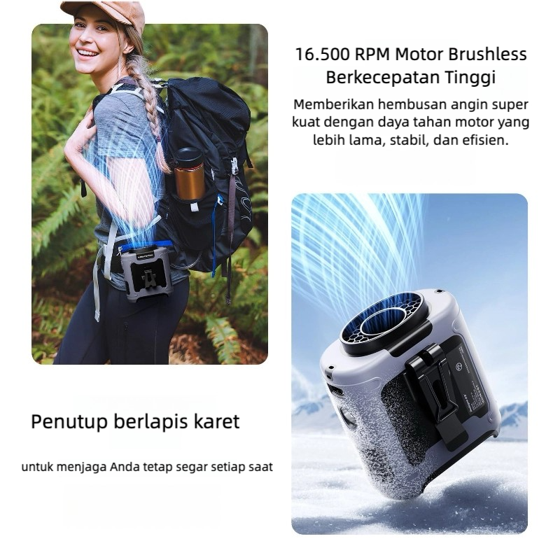 Tiankeplus 8000mAh Outdoor Waist Fan (High-Speed Turbo Cooling, Built-in Flashlight)